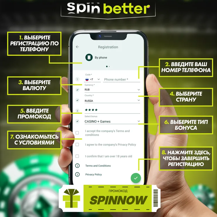Регистрация SpinBetter — форма создания аккаунта